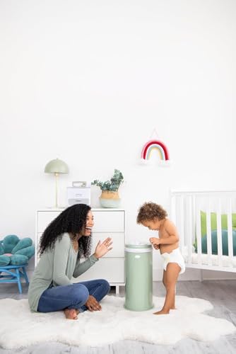 Ubbi Steel Diaper Pail, Odor Locking, No Special Bag Required, Award-Winning, Registry Must-Have, Sage Green