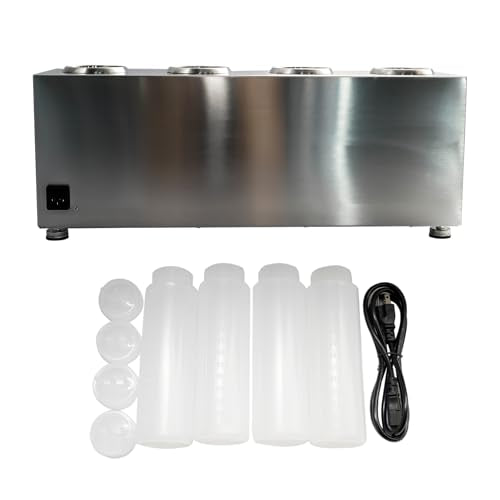 Commercial Electric Sauce Warmer Electric Cheese Sauce Warmer Hot Fudge Warmer Dispenser Cheese Dispenser Warmer with 4 Pump (4 Pump Head)