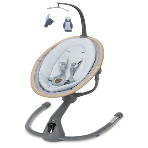 Maxi-Cosi Cassia Smart Baby Swing for Infants, Portable, Foldable Infant Swing with Music, 360 Rotation, 5 Speeds, 12 Melodies, EcoCare Fabric, Auto Motion Sensor, 2 Reclines, Classic Slate