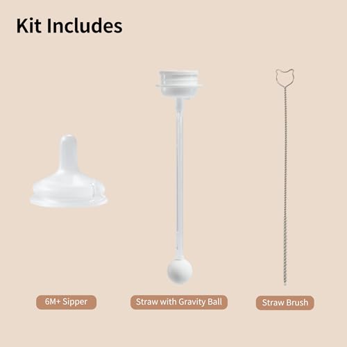 Pigeon Sippy Straw Conversion Kit for Babies 6M+ | Soft Silicone Sipper, Weighted Straw & Cleaning Brush | Smooth Bottle-to-Cup Transition