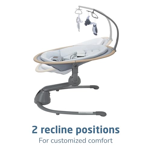 Maxi-Cosi Cassia Smart Baby Swing for Infants, Portable, Foldable Infant Swing with Music, 360 Rotation, 5 Speeds, 12 Melodies, EcoCare Fabric, Auto Motion Sensor, 2 Reclines, Classic Slate