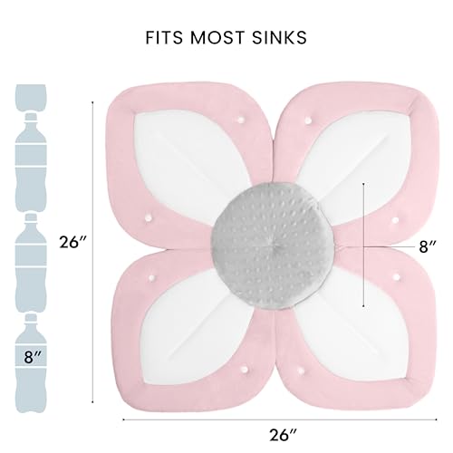 Blooming Bath Baby Bath Seat - Baby Tubs for Newborn Infants to Toddler 0 to 6 Months and Up - Infant Essentials Must Haves - The Original Washer-Safe Flower Seat - Lotus, Pink/White/Gray