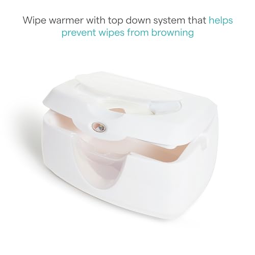 Munchkin Warm Glow Baby Wipe Warmer with Nightlight, Baby Wipes Warmer Dispenser for Newborn Diaper Changes, Holds 100 Wipes, White