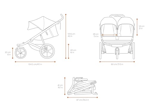 Thule Urban Glide 2 Jogging Stroller, Black/Silver Frame, Double
