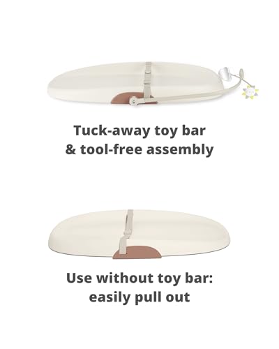Skip Hop Baby Changing Pad Nursery Style Wipe-Clean Contoured with Cushioned Foam, Non-Skid Base, Built-in Safety Belt & Tuck-Away Toy Bar Fits Standard Changing Tables, Oat