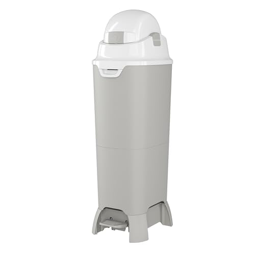 Foundations Hands Free Tall Diaper Pail with Airtight Lid - Durable & Odorless Disposal, Large Capacity, Holds up to 60 Newborn Diapers, Refill with Any Bags, Baby Registry Gift - Gray (9622057)