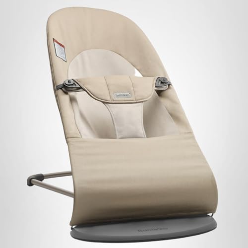 BabyBjörn Bouncer Balance Soft, Khaki/Beige, Woven | 2-in-1 Adjustable Baby Bouncer Seat and Toddler Chair, Newborn to Toddler (8-29 lbs), 4 Positions, Lightweight & Portable
