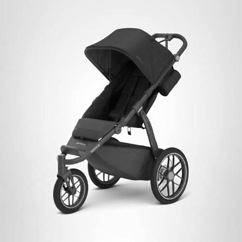 UPPAbaby Ridge V2 Jogging Stroller | All-Terrain Performance Suspension + Never-Flat Tires Built for Walking, Running + Trails | Water Bottle Holder Included | James (Black |Carbon Frame)