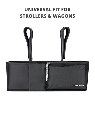 Skip Hop Ultimate Stroller Organizer Universal Fit with Adjustable Straps, Magnetic Flaps and Convertible Design that fits 40 oz. Tumblers, Oat