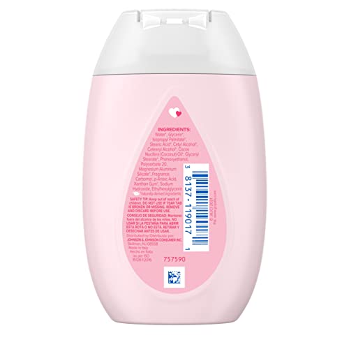 Johnson's Baby Lotion with Coconut Oil,Aloe Vera & Vitamin B5,72 HR Hydration,Skin Moisturizer,Hypoallergenic,Newborn Safe,Protects From Dryness&Strengthens Skin,Baby Essentials, 3.4 fl.oz (Pack of 3)