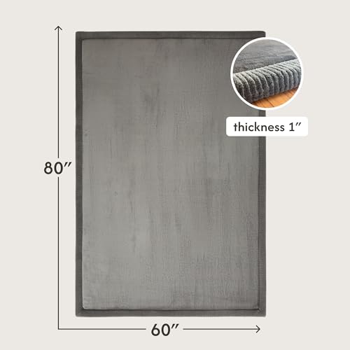 Hakuna Matte CloudSoft Baby Play Mat 60"x80" - Non-Slip Foam Rug, Dark Gray