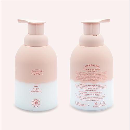 Babyology All Natural Baby Wash and Shampoo - 100% Edible Ingredients - with Organic Rose Water (Unscented) - 13,52 FL OZ - Good for Sensitive Skin - Non Toxic - Tear Free (Scents & Packs Vary)