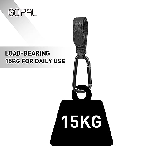 Go Pal 2 Pack Stroller Hooks for Bags, Baby Stroller Clips and Hooks Carry 33lbs Per Stroller Hook, Adjustable Stroller Carabiner Clip for UPPAbaby, DOONA, Baby Jogger, Britax, Chicco
