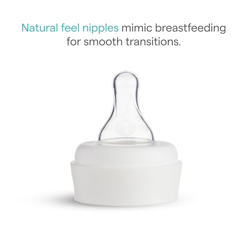 Munchkin Bond Silicone Coated Glass Baby Bottles - Anti-Colic Feeding System with Natural Feel Nipples, 8 Ounce, 2 Pack, White