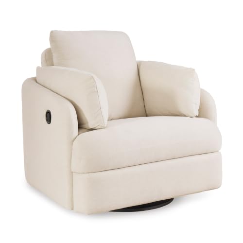 Signature Design by Ashley Modmax Swivel Glider Nursery Recliner, Stain-Resistant Next-Gen Nuvella Performance Fabric Rocking Chair for Living Room, Oyster Beige, 42" W