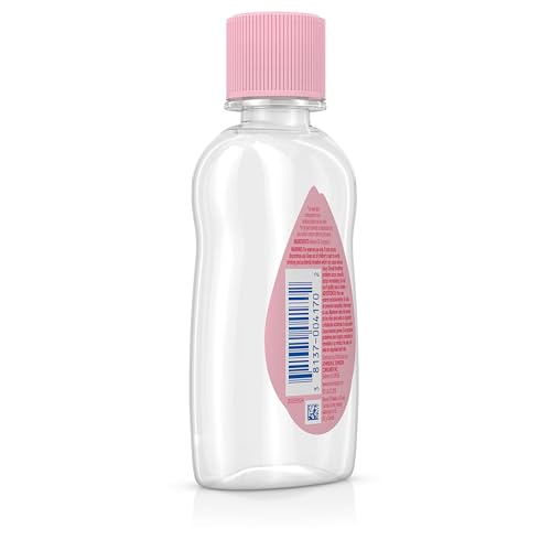 Johnson's Baby Oil, Pure Mineral Oil to Prevent Moisture Loss for Newborn, Kids, & Adults, Gentle, Soothing Baby Massage Oil, Dry Skin Relief, Hypoallergenic, Original Scent, Baby Essentials, 3 fl. oz