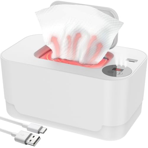 Abizarch Baby Wipe Warmer with LED Light 40-55°C Adjustable Baby Wipe Warmer Dispenser Portable Wipe Heater Warmer USB Powered Wet Wipes Warmer Diaper Wipe Warmer Keeps Wipes Warm and Moist for Baby N