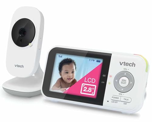 VTech Baby Monitor No WiFi – 19-Hour Video Battery for Newborns, 1000ft Range, Auto Night Vision, Two-Way Talk, Temperature Sensor, Sound-Activated Screen | VM819