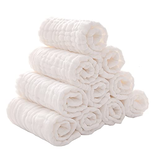 VIVANA Baby Muslin Washcloths -6 Layer Soft Absorbent Face Towel - Natural Newborn Wipes for Delicate Skin - Baby Registry as Shower