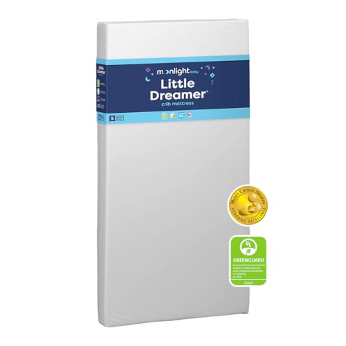 Moonlight Slumber Little Dreamer Crib Mattress – Dual-Sided Baby and Toddler Mattress, Firm Infant Support, Waterproof and Hypoallergenic, 5" Foam, Standard Size, Made in USA