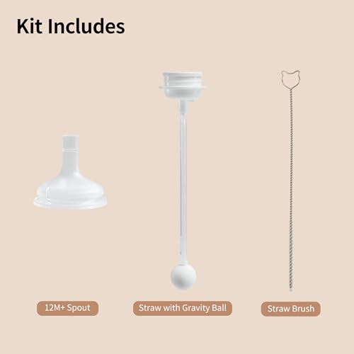Pigeon Sippy Straw Conversion Kit for Babies 12M+ | Soft Silicone Sipper Spout, Weighted Straw & Cleaning Brush | Smooth Bottle-to-Cup Transition