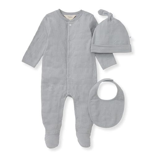 Burt's Bees Baby Unisex Infant Jumpsuit Set, 100% Organic Cotton 3-Piece Gift Outfit Coverall with Matching Hat and Bib