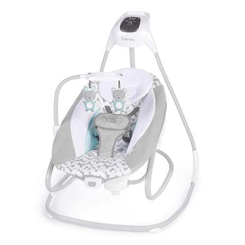 Ingenuity 2-in-1 SimpleComfort Lightweight Compact 6-Speed Multi-Direction Baby Swing & Rocker, Vibrations & Nature Sounds, 0-9 Months 6-20 lbs (Raylan)
