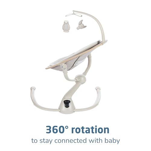 Maxi-Cosi Cassia Smart Baby Swing for Infants, Portable, Foldable Infant Swing with Music, 360 Rotation, 5 Speeds, 12 Melodies, EcoCare Fabric, Auto Motion Sensor, 2 Reclines, Classic Oat