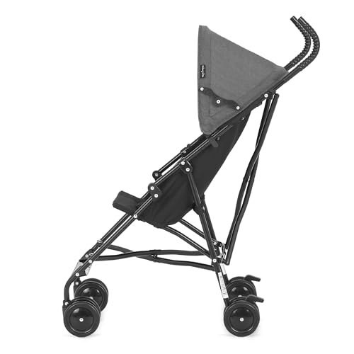 Dream On Me Aero Travel Umbrella Stroller, One-Hand Quick Fold, 3-Point Safety Harness, Dual Brakes, Adjustable Removable Canopy, Lightweight Compact & Space-Saving, for 6 to 36 Months – Black