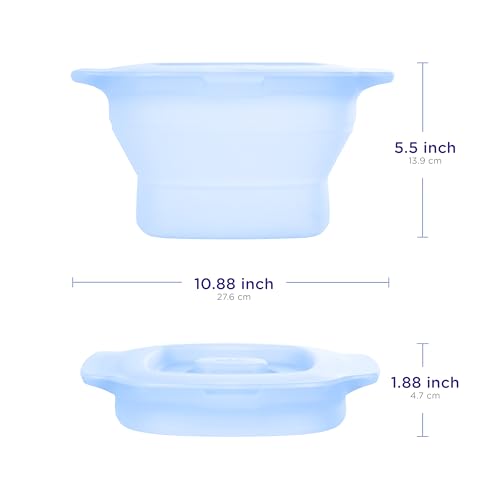 Ubbi 3-in-1 Collapsible Microwave Wash Bin, Baby Bottle Sterilizer & Veggie Steamer, Reusable Silicone Steam Bag for Travel or Home Use, Fits Up to 5 Baby Bottles, Dishwasher Safe, Blue