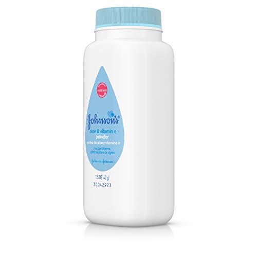 Johnson's Baby Cornstarch Baby Powder, 1.5 oz | Naturally Derived | With Aloe & Vitamin E | For Delicate Skin | Hypoallergenic