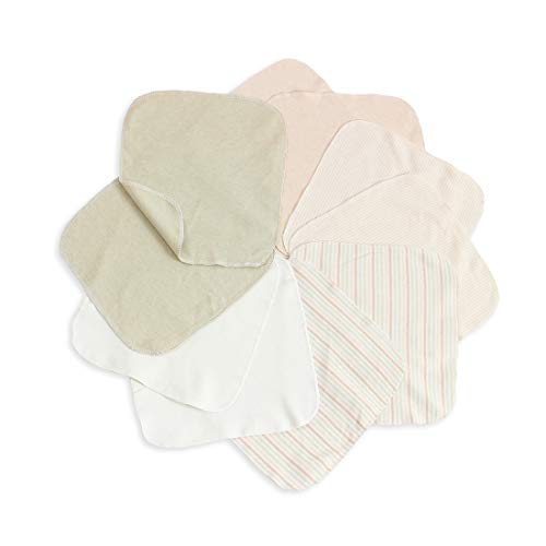 Lion bear 10 Pack Reusable Colored Organics Baby Washcloths, Soft Absorbent Organic Cotton Washable Saliva Towel Face Wipes,Face Towel, Natural Baby Wipes for Sensitive Skin (Multicolor)