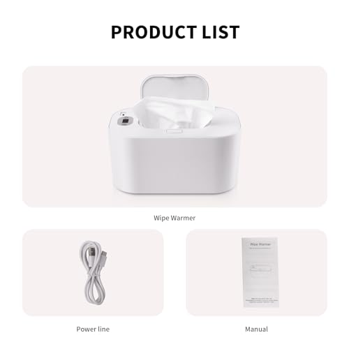 Baby Wipe Warmer and Baby Wet Wipes Dispenser, 5 Modes of Temperature Heating Control Portable Diaper Wipes Warmer for Newborn Baby, Baby Shower Gifts White