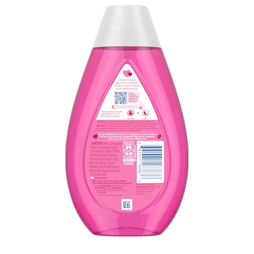 Johnson's Shiny & Soft Kids' Shampoo with Argan Oil & Silk Proteins, Daily Kids’ Hair Wash Gently Cleanses & Boosts Natural Shine & Softness, No Added Parabens & Sulfates, 13.6 fl. oz