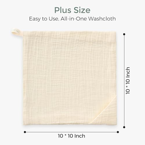Momcozy Baby Washcloths - 4 Layer Design| Medium Thickness| Soft & Absorbent| Premium Cotton for Newborns'Skin-Great for Bathing, Wiping & on-the-go Use, Shower Gift and Essential(5 Pack, 10x10 inch)