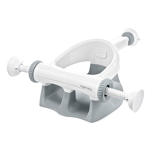 Ingenuity My Bath Seat for Sit-Up Baby Bathing, Sure & Secure Suction Cups, ASTM Safety Tested & Approved, Backrest for Assisted Sitting, Easy Setup & Storage, Gray