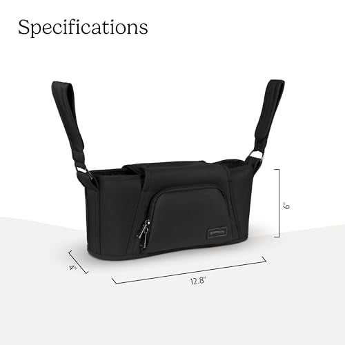 UPPAbaby Carry-All Parent Organizer – Easy Attach, Universal Fit – Multiple Compartments for Beverages, Snacks + Personal Items – Secure Zippered Pocket – Charcoal