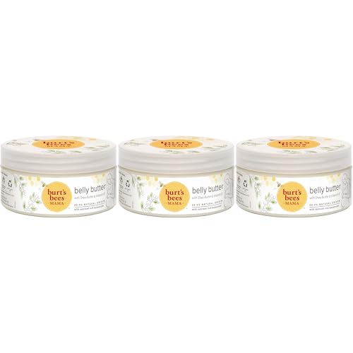 Burt's Bees Mama Belly Butter Stretch Mark Cream for Pregnancy Massages Body & Reduces Scar Appearance, Prenatal & Postnatal Tummy Skin Care, Shea Butter & Vitamin E Rich Formula, 6.5 Oz (Pack of 3)