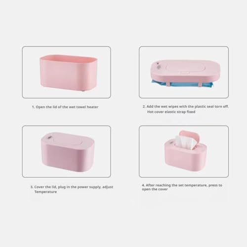 Portable Baby Wipe Warmer, Large Capacity Moist Wipe Dispenser with LED Display, Quiet & Even Heating, Diaper Wipes Warmer for Home Car Travel Use (White)