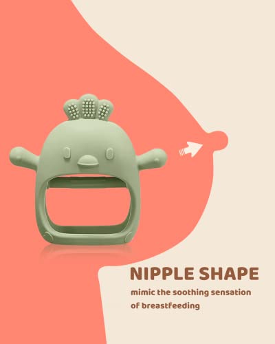 ChooKaChoo 2 Pack Baby Teething Toy Silicone Teething Mitten for Babies Over 3 Months Anti Dropping Wrist Hand Teethers Baby Chew Toys for Sucking Needs, BPA Free