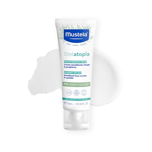 Mustela Stelatopia Eczema-Prone Skin Emollient Baby Face Cream - Face Moisturizer with Natural Avocado & Sunflower Oil - Fragrance-Free - 1.35 fl. oz.