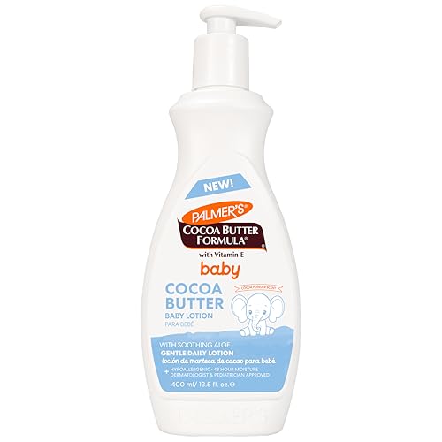 Palmer's Baby Lotion, Cocoa Butter Formula Body Lotion, 13.5 Fl Oz, Gentle Baby Moisturizer for Delicate Skin with Vitamin E & Aloe, Hypoallergenic, 48Hr Moisture, Dermatologist Tested Baby Essentials