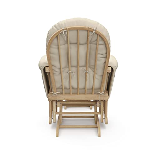 Storkcraft Premium Hoop Glider & Ottoman (Natural/Beige) — GREENGUARD Gold Certified Nursery Glider, Solid Wood Craftsmanship, Smooth-Gliding Nursery Chair and Ottoman, Award-Winning