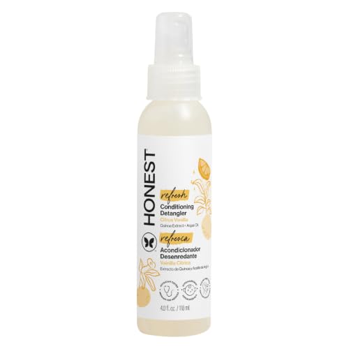 The Honest Company Conditioning Hair Detangler | Leave-in Conditioner + Fortifying Spray | Tear-free, Cruelty-Free, Hypoallergenic | Citrus Vanilla Refresh, 4 fl oz