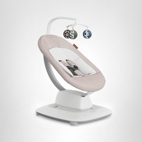 UPPAbaby Mamaroo Smart Swing – Customizable Soothing Modes with MotionSync Technology – Infant Recline + Bluetooth Enabled – Included Newborn Insert – Charlie (Sand Mélange)