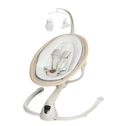 Maxi-Cosi Cassia Smart Baby Swing for Infants, Portable, Foldable Infant Swing with Music, 360 Rotation, 5 Speeds, 12 Melodies, EcoCare Fabric, Auto Motion Sensor, 2 Reclines, Classic Oat