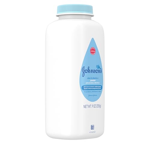 Johnson's Baby Cornstarch Baby Powder, Aloe & Vitamin E for Delicate Skin, Hypoallergenic, No added Parabens, & Dyes, Silky for Gentle Baby Skin Care, Baby Essentials, 9 oz