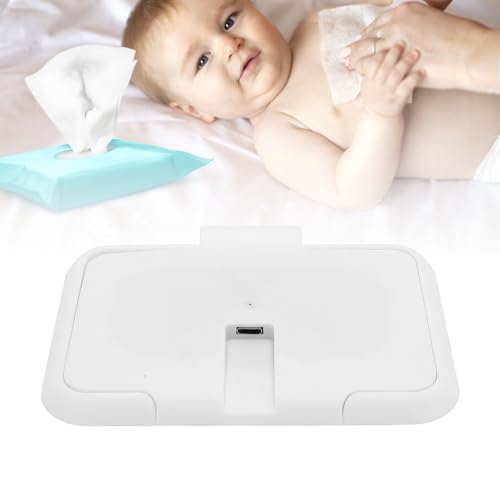 Baby Wet Wipes Warmer, USB Wipes Heater, Constant Temperature Portable Large Capacity Paper Dispenser, Fast and Even Heating for Home and Car (White)