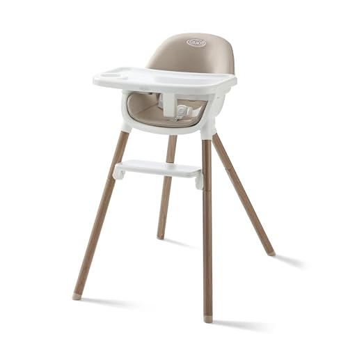 Graco Ready2Dine DLX 4-in-1 Highchair, Portable High Chair with 4 Growing Stages, Foldable Baby High Chair, Toddler Feeding Seat, Youth Stool, and Big Kid Seat, Linden