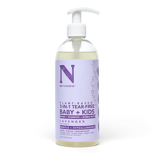 Dr. Natural 3-in-1 Tear-Free Baby Plus Kids Soap - Head-to-Toe Baby Soap and Shampoo - Sensitive Skin Moisturizing Body Wash - Lavender - 16 oz